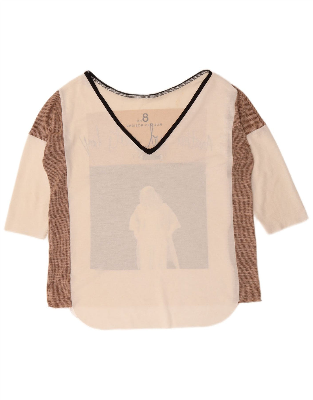 Damski top oversize z grafiką Zara z rękawem 3/4, UK 10, mały, biały