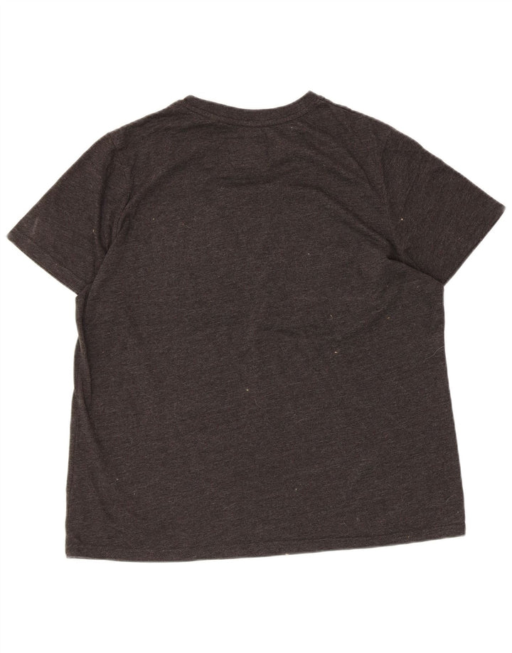 Damska koszulka z grafiką SUPERDRY Top UK 16, duża, szara, nakrapiana bawełna