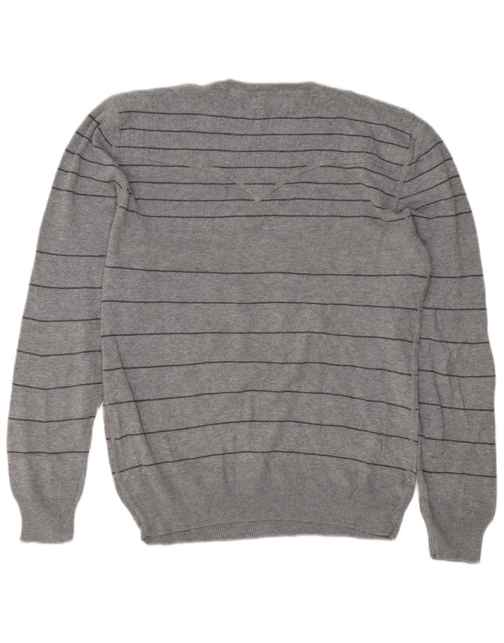 Męski sweter Levi's z okrągłym dekoltem, średniej szarości, bawełniany w paski