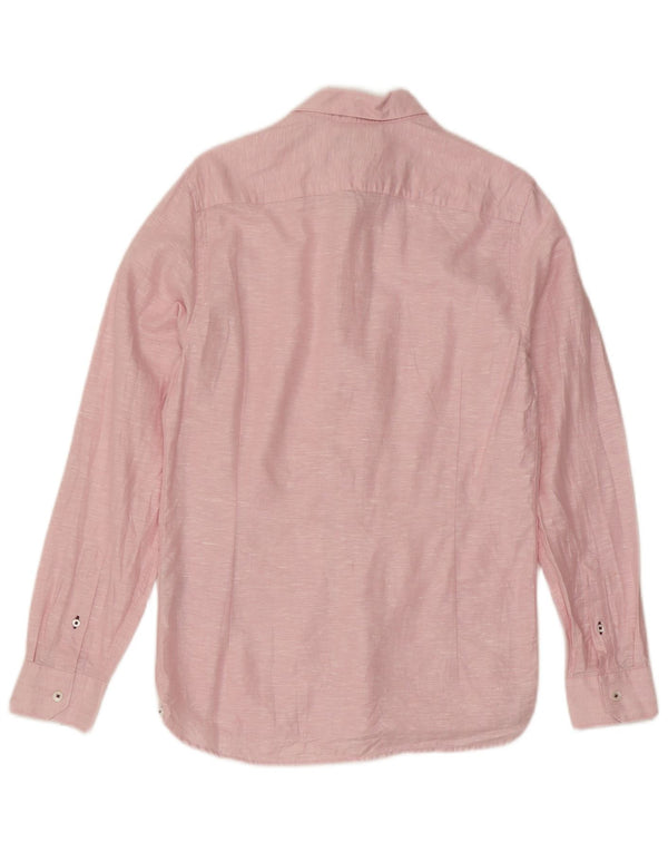 Koszula męska Ted Baker, rozmiar 2, mała, różowa, lniana w plamki