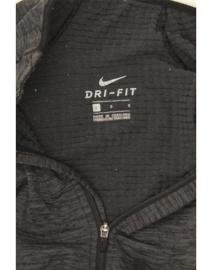Męska koszulka Nike Dri Fit z zamkiem błyskawicznym i długim rękawem, duża, szara, nakrapiana