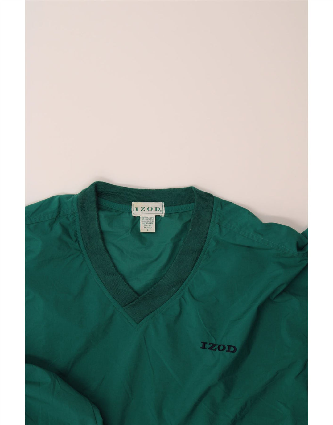 IZOD Mens Loose Fit Pullover Tracksuit Top Large Green Nylon Vintage Izod and Second-Hand Izod from Messina Hembry 