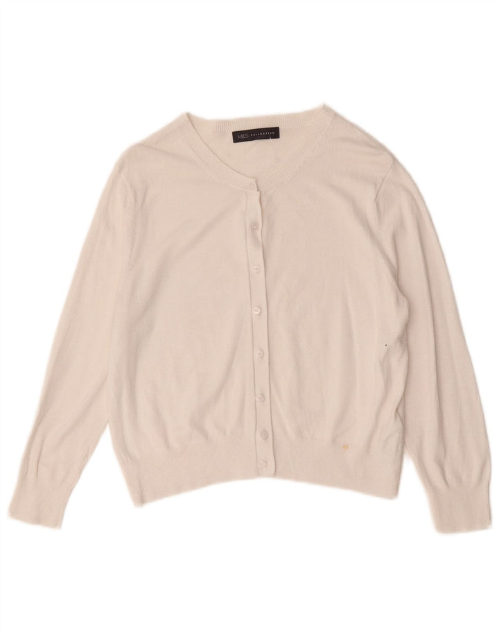 Marks & Spencer Damski sweter z krótkim rękawem 3/4, UK 12, średni biały