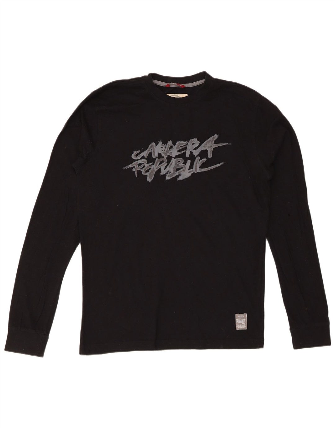 Męski top graficzny CARRERA z długim rękawem, średni czarny