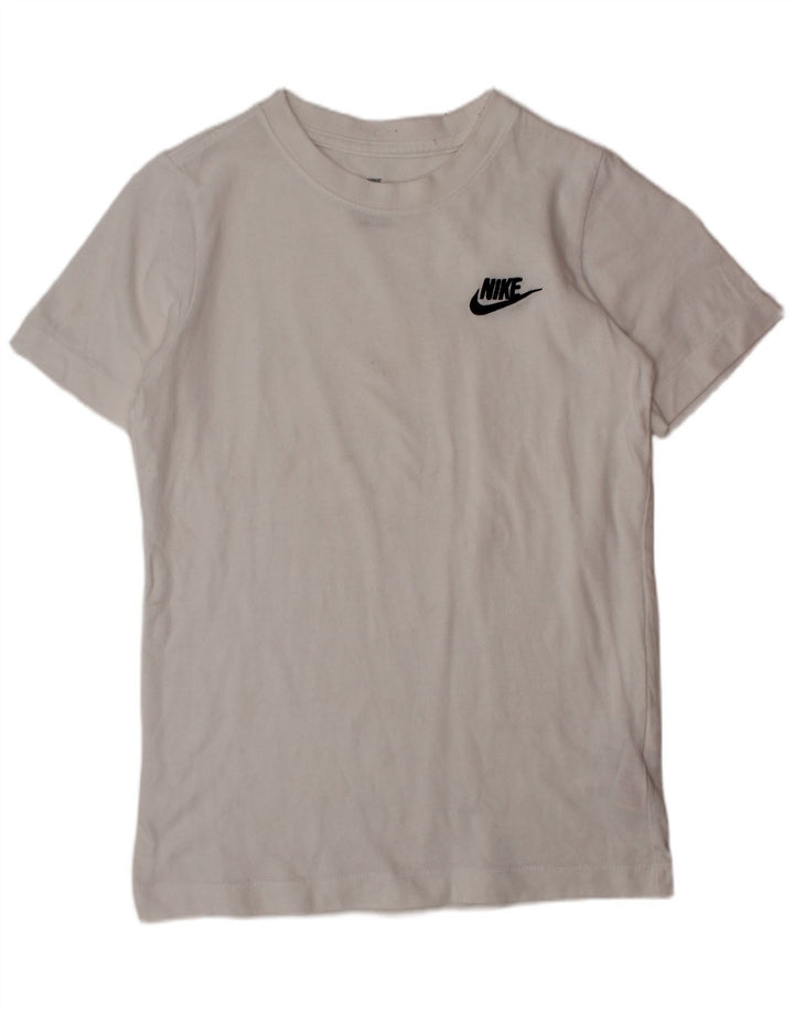 T-shirt chłopięcy NIKE, mały, 8-9 lat, biały, bawełniany