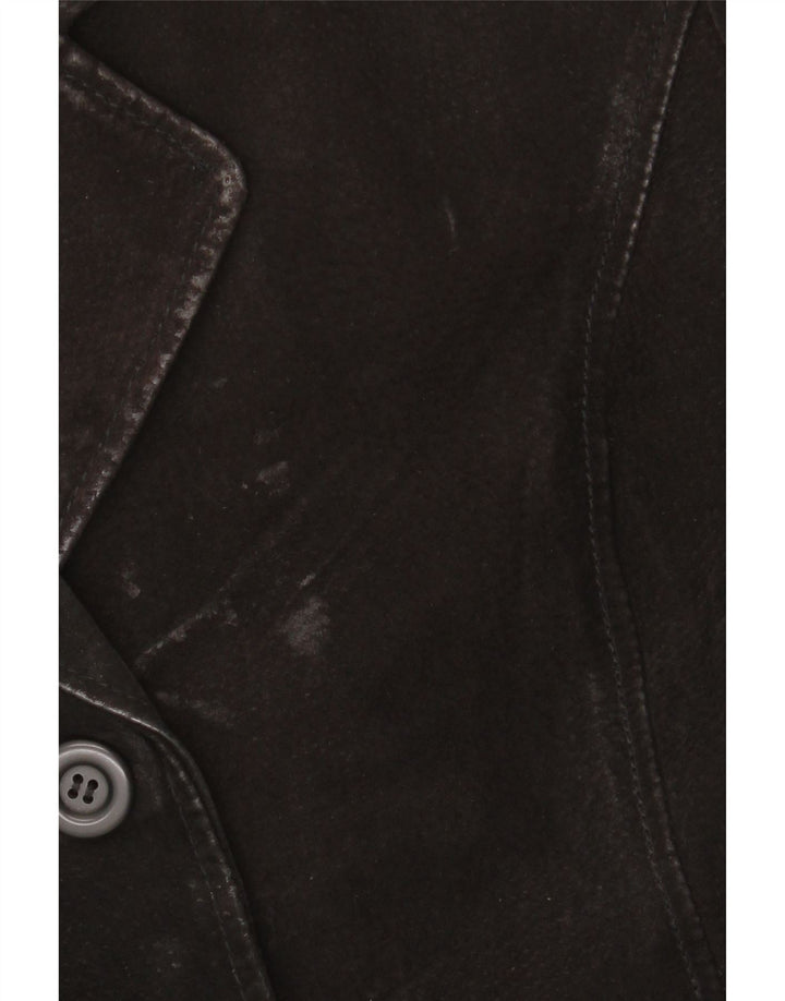 GYPSY Damska marynarka zapinana na 3 guziki, UK 14, średnia czarna skóra