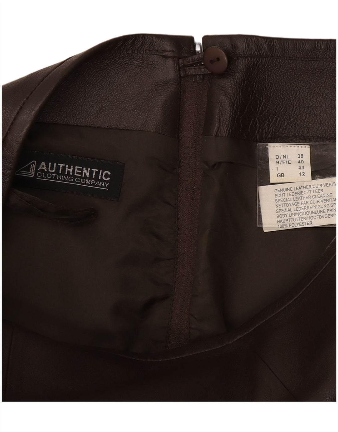 Damska spódnica skórzana VINTAGE UK 12 Medium W28 Brązowa skóra