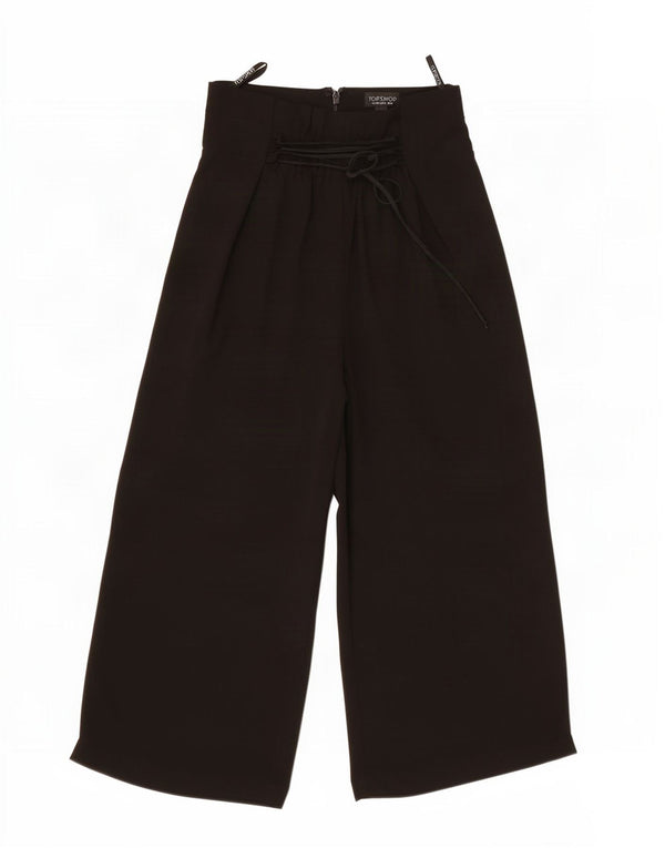 Damskie spodnie Capri z wysokim stanem i szerokimi nogawkami Topshop UK 8 Small W26 L20 Czarne