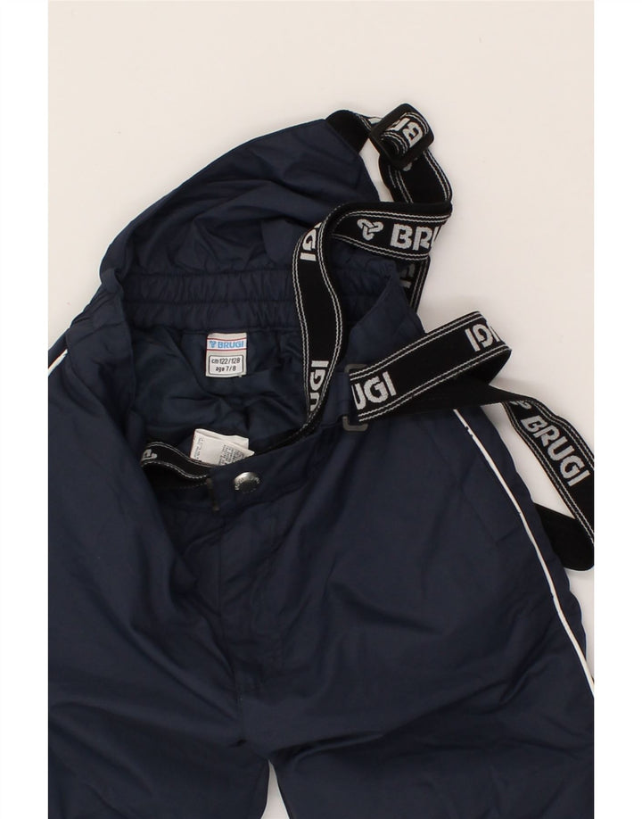 BRUGI Boys Graphic Dungarees Ski Trousers 7-8 Years  Navy Blue Polyester Vintage Brugi and Second-Hand Brugi from Messina Hembry 