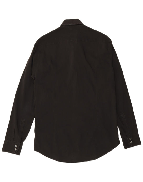 Męska koszula slim fit HUGO BOSS w rozmiarze 41/42, duża, czarna, bawełniana