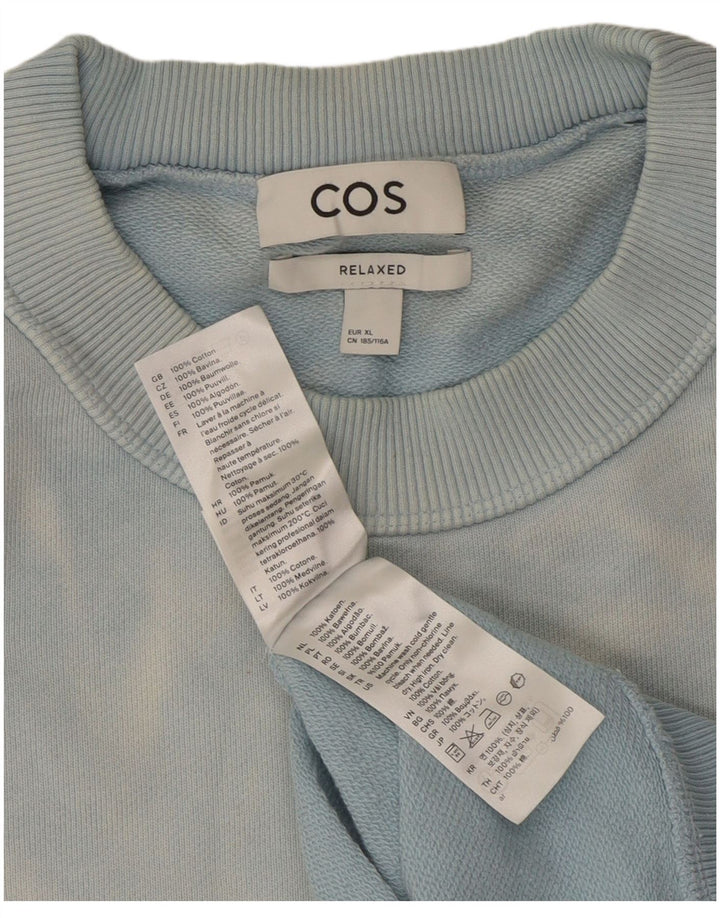 Cos Męska bluza o swobodnym kroju, sweter XL, niebieska, bawełniana typu Tie Dye