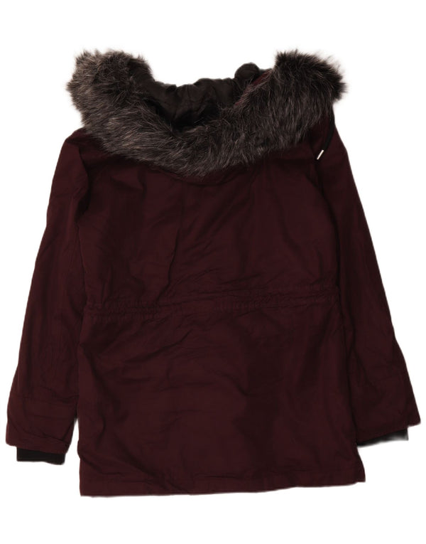 Damska kurtka parka oversize z kapturem Superdry UK 10, mała bordowa