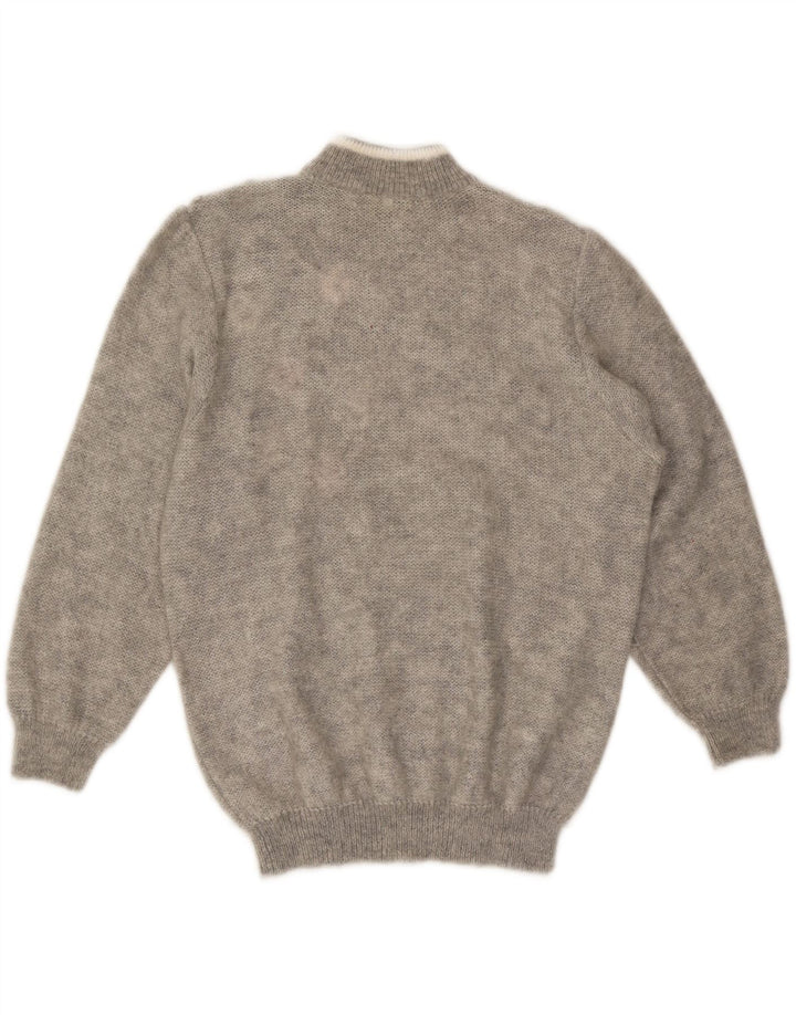 Sweter damski VINTAGE z golfem UK 18 XL Szary kwiatowy moher