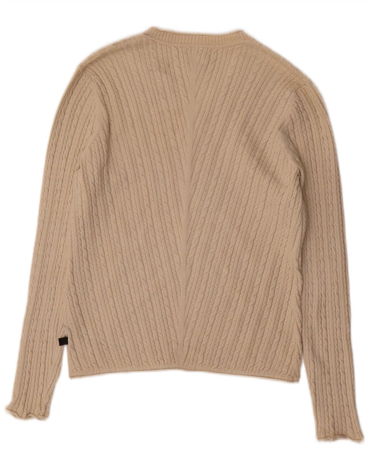 Damski sweter ADIDAS z dekoltem w kształcie litery V, UK 12, średni beżowy jedwab