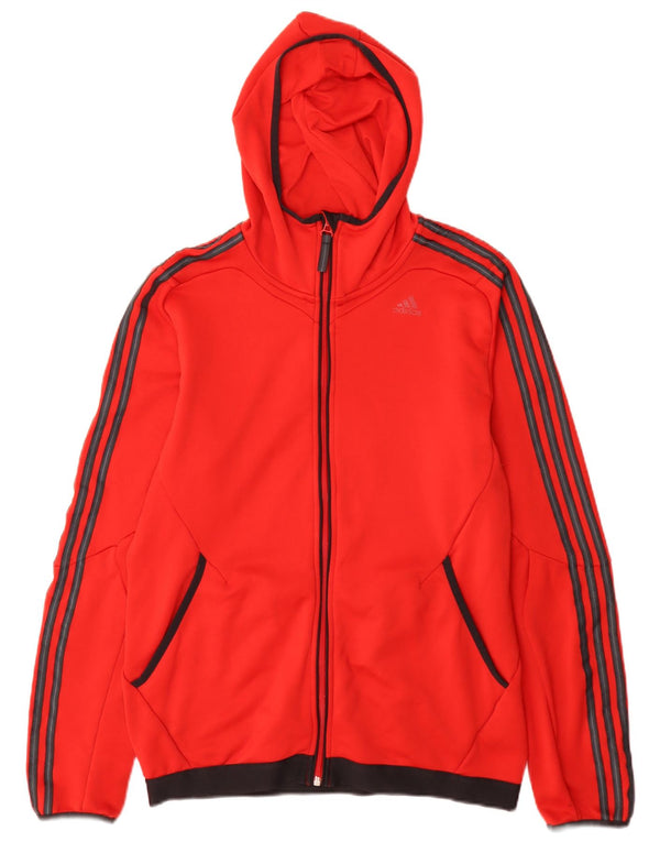 Adidas Męski sweter z kapturem Climalite Zip, średni czerwony, kolorowy poliester