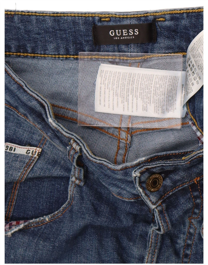 Męskie jeansy Guess Straight Distressed W30 L33 Niebieski poliester