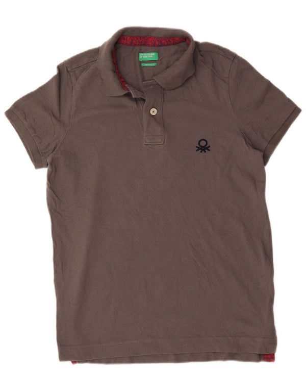 Męska koszulka polo Benetton Muscle Fit, średnioszara, bawełniana