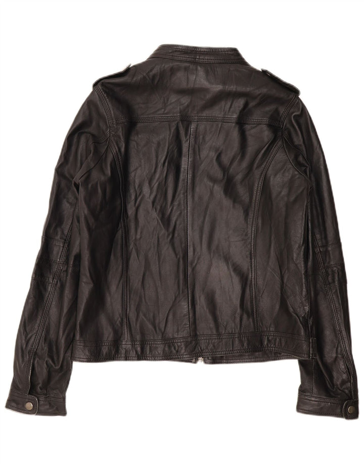 Damska podstawowa skórzana kurtka racer PIMKIE UK 16, duża, czarna skóra