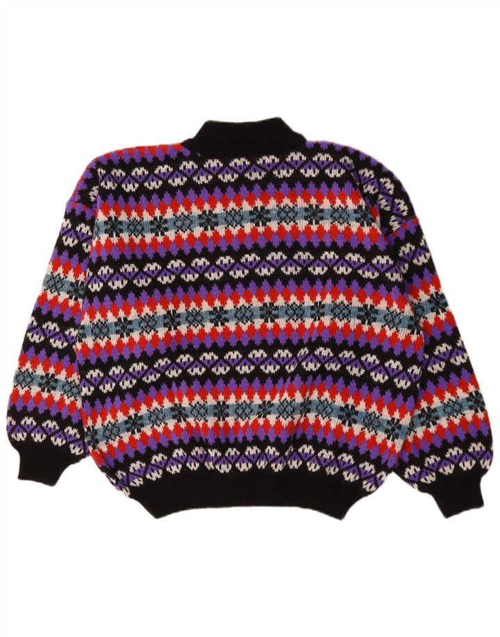 Vintage męski sweter z golfem, duży, wielokolorowy Fair Isle