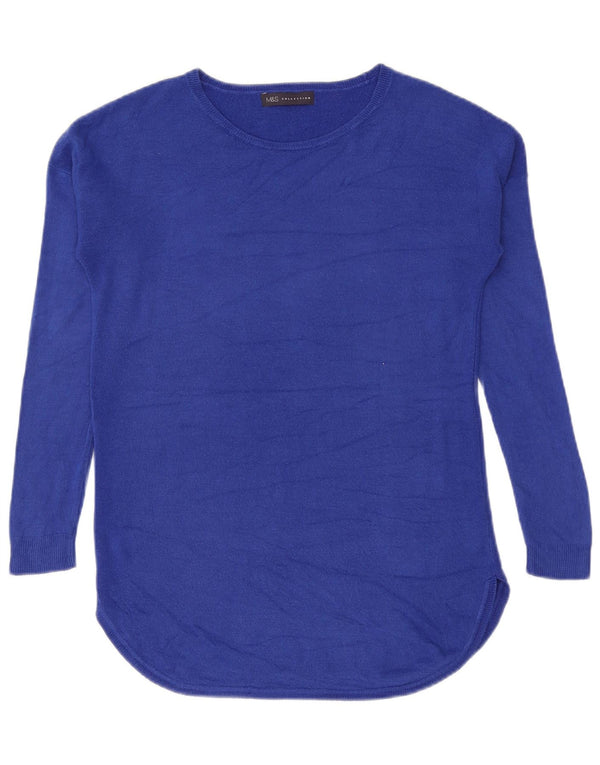 Marks & Spencer Damski sweter z dekoltem w łódkę UK 10 Mały Niebieski Akryl