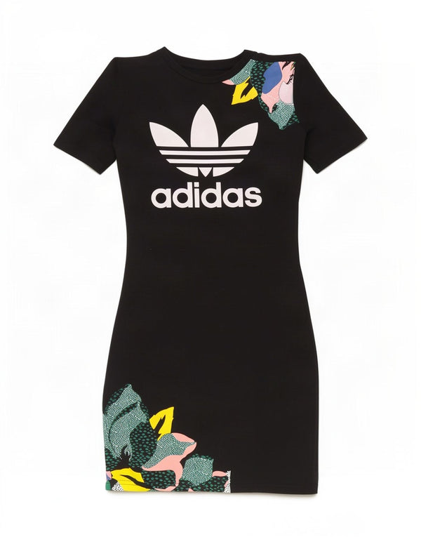 Adidas Damska Sukienka Her Studio London Graphic T-Shirt UK 6 XS Czarna w kwiaty