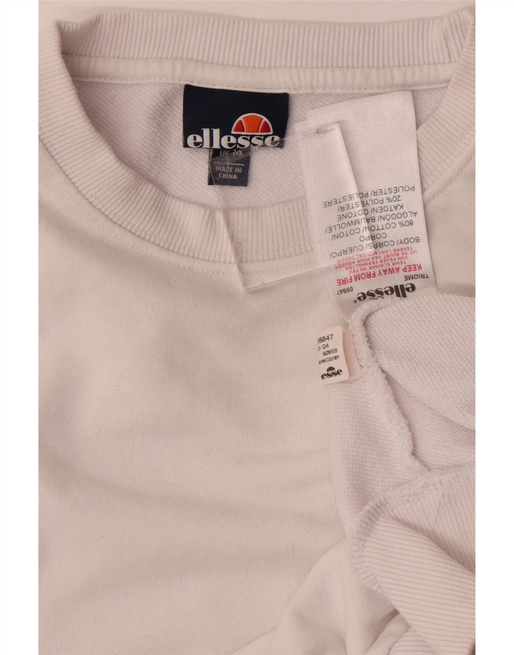 ELLESSE Womens Graphic Sweatshirt Jumper UK 14 Large  White Cotton