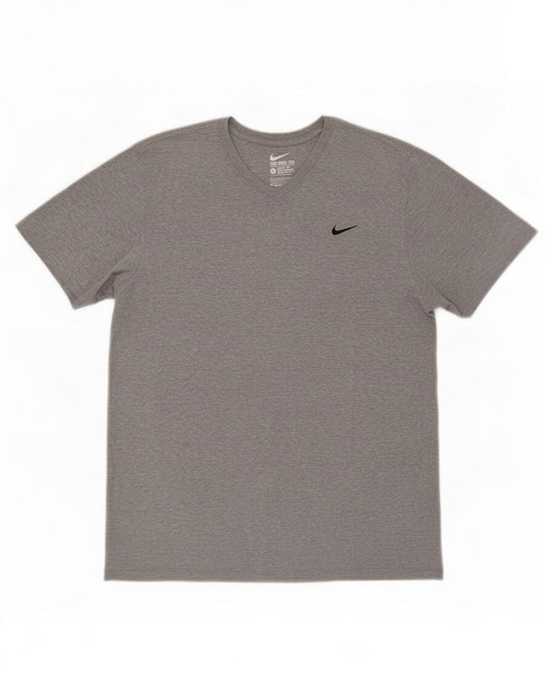 Męski T-shirt Nike o sportowym kroju, duży, szary, bawełniany w cętki