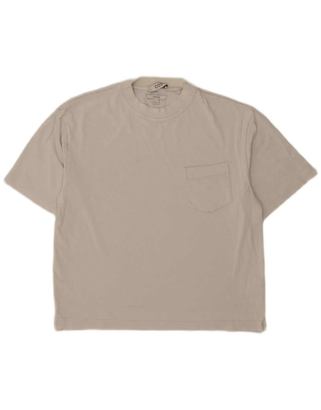 Cos Męski T-shirt oversize, mały, złamanej bieli, bawełniany
