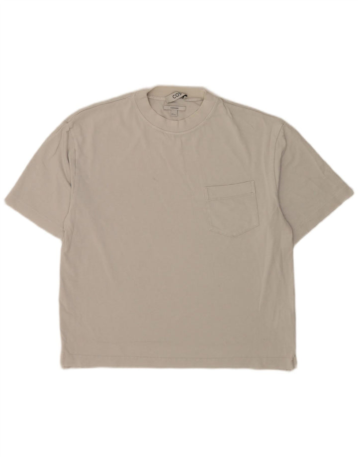 Cos Męski T-shirt oversize, mały, złamanej bieli, bawełniany