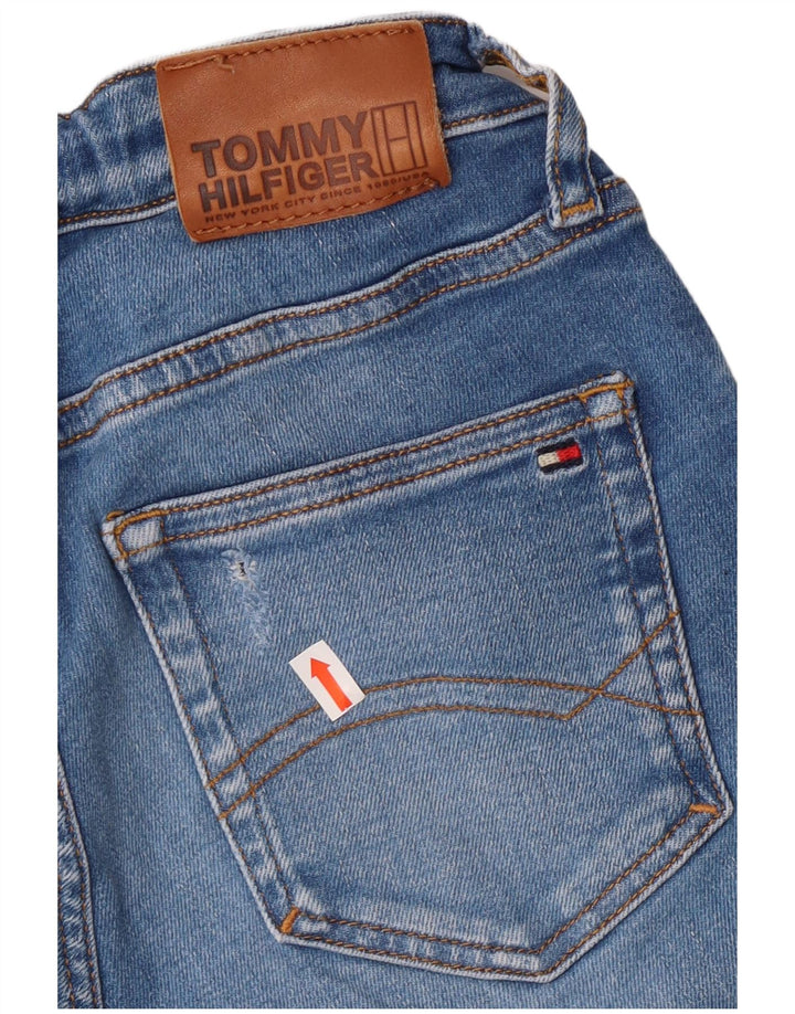 Tommy Hilfiger Chłopięce jeansy slim z przetarciami 11-12 lat W24 L26 Niebieskie bawełniane