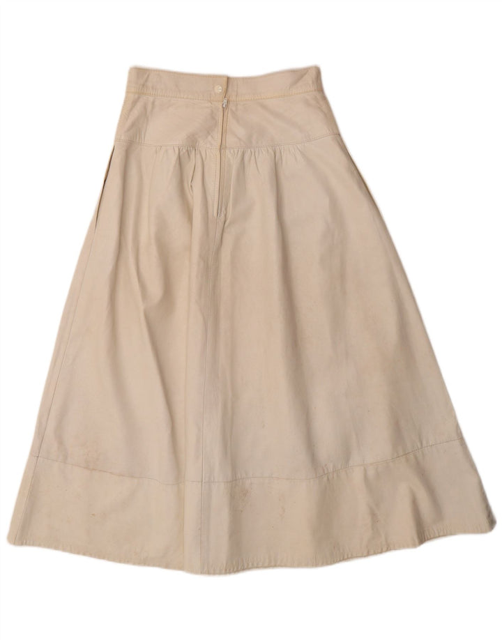 Vintage damski skórzany 2-częściowy zestaw spódnic UK 12 Medium W26 Off White