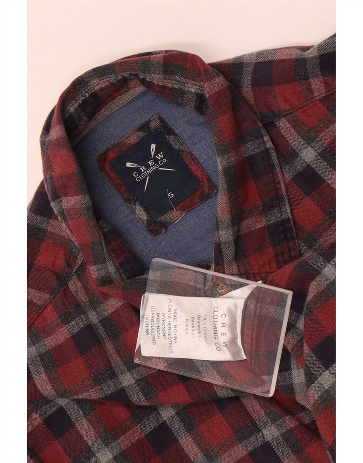 Crew Clothing Męska koszula flanelowa, mała, bawełniana w czerwoną kratę
