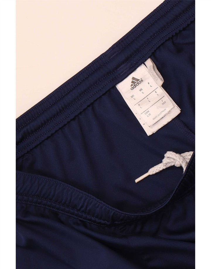 Męskie spodenki sportowe Adidas Climalite, duże, granatowe, z blokami kolorów, poliestrowe