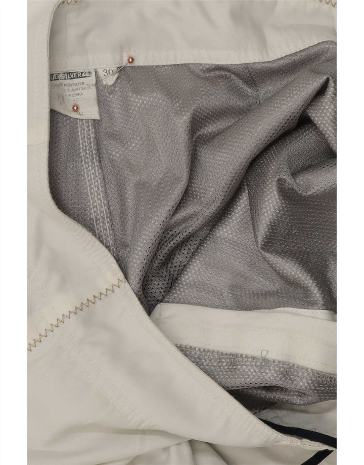 Męskie spodenki kąpielowe Quiksilver z grafiką, średni biały poliester