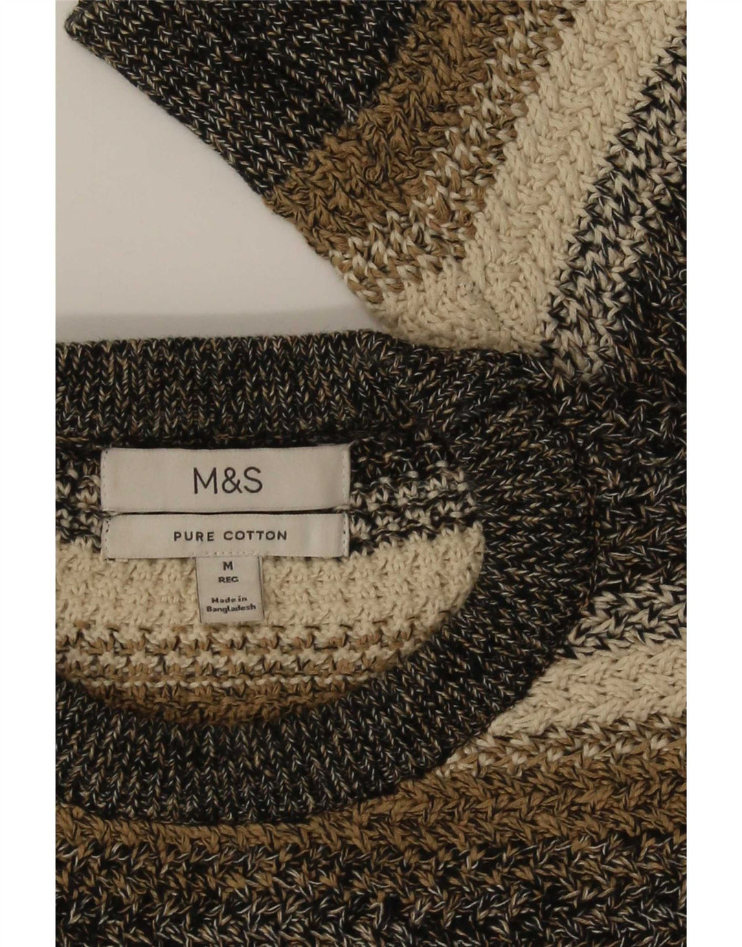Marks & Spencer Męski sweter z okrągłym dekoltem, średnie, wielokolorowe paski