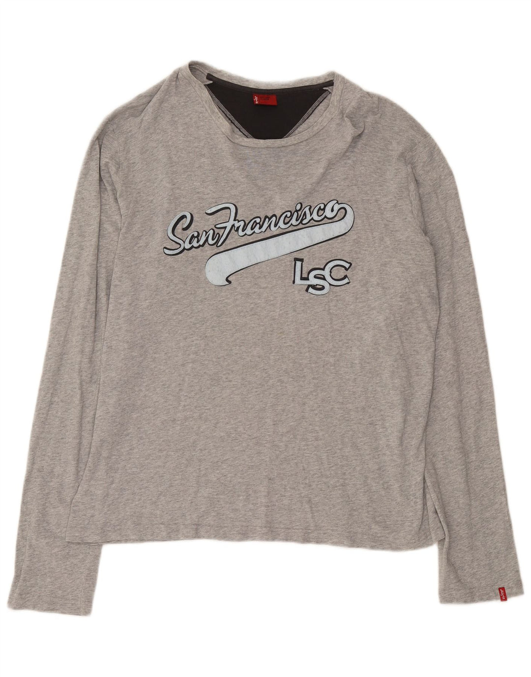 Męski graficzny top Levi's z długim rękawem XL, szary, bawełniany