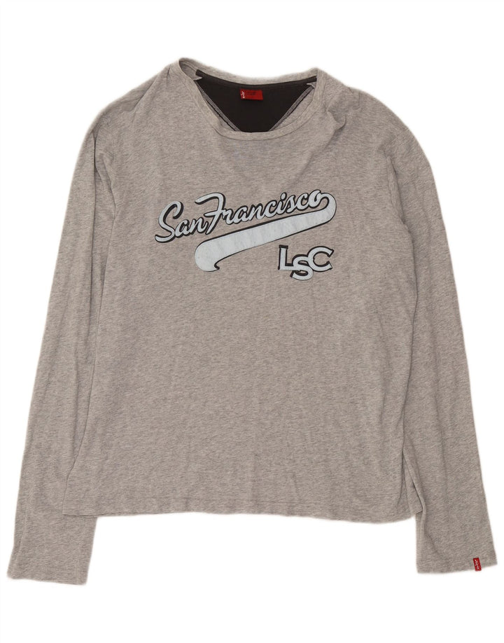 Męski graficzny top Levi's z długim rękawem XL, szary, bawełniany