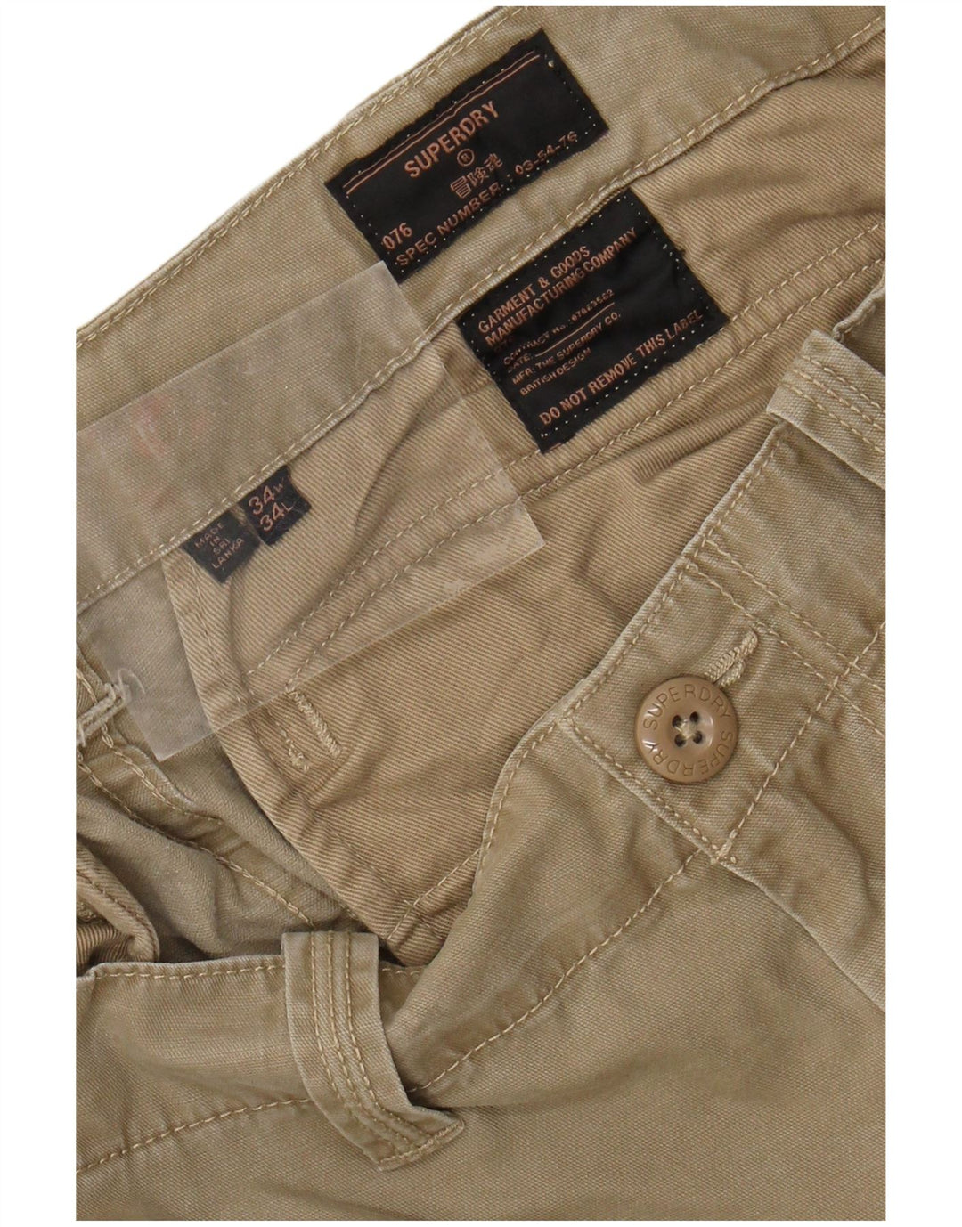 Męskie spodnie cargo Superdry W34 L34 Khaki, bawełna