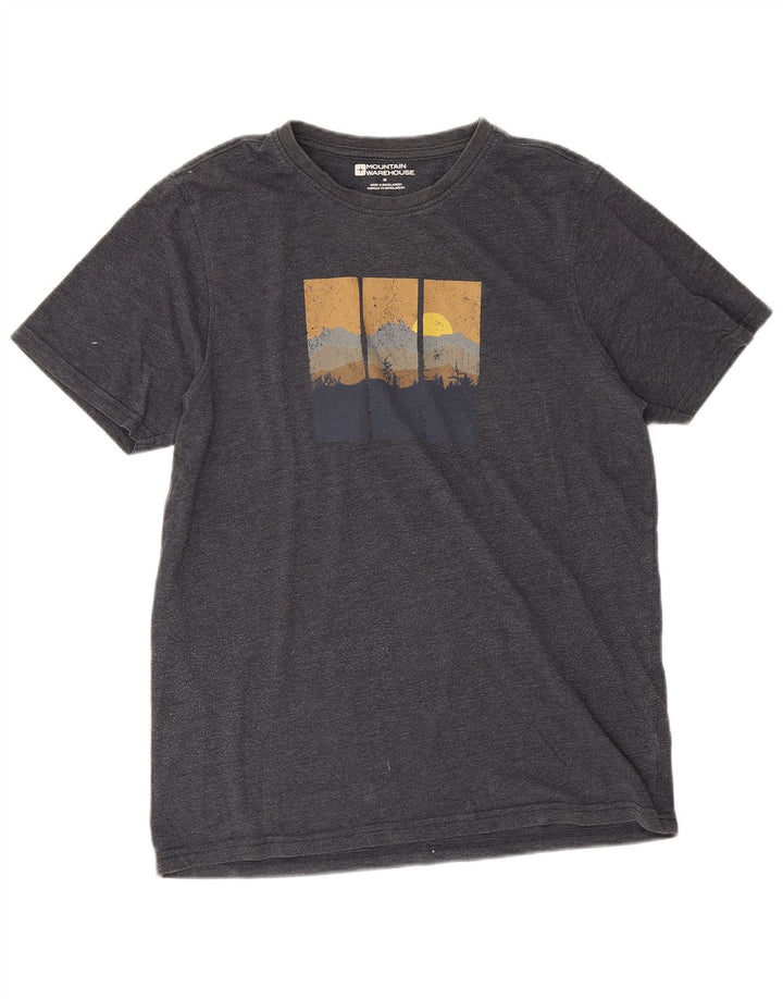 Męski T-shirt z grafiką Mountain Warehouse, średni czarny, bawełniany
