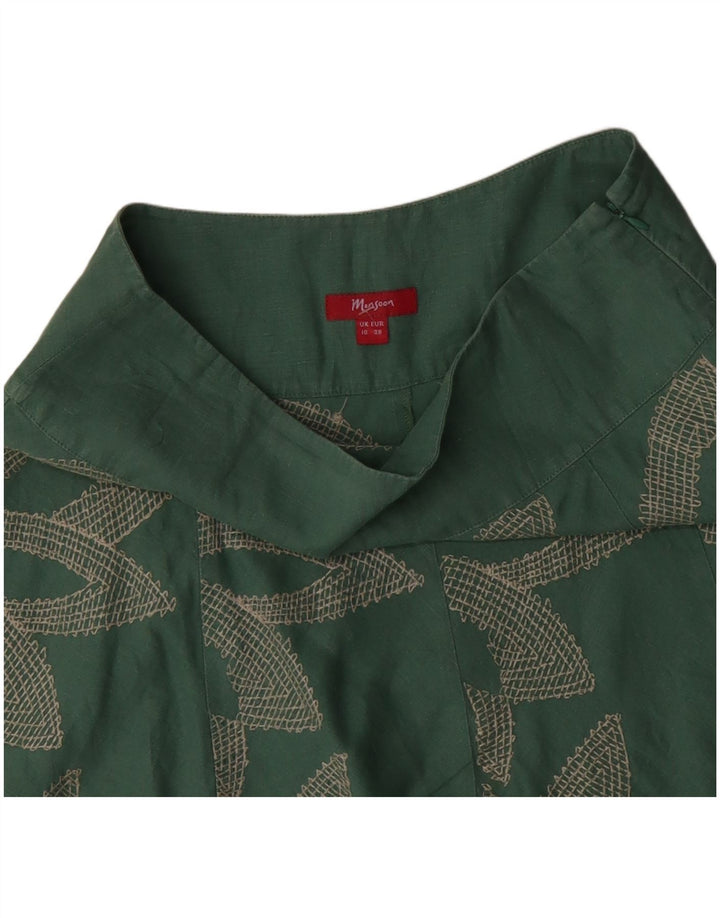 MONSOON Damska spódnica w kształcie litery A z niskim stanem UK 10 Small W32 Zielona bawełna w kwiaty