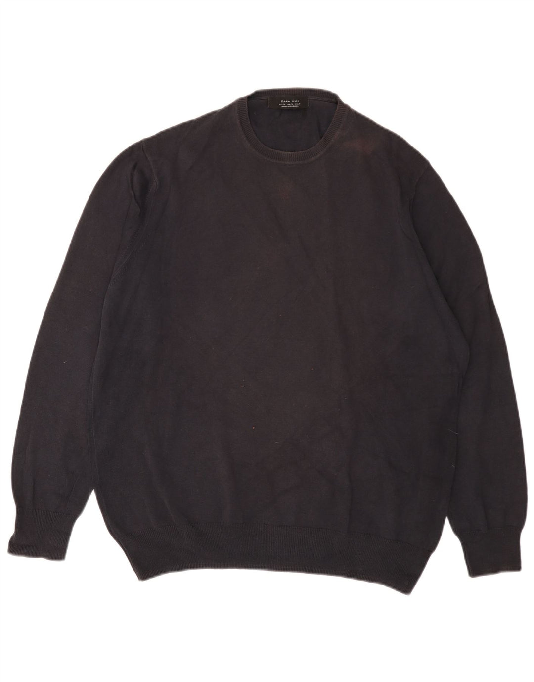 Męski sweter z okrągłym dekoltem Zara XL, czarny