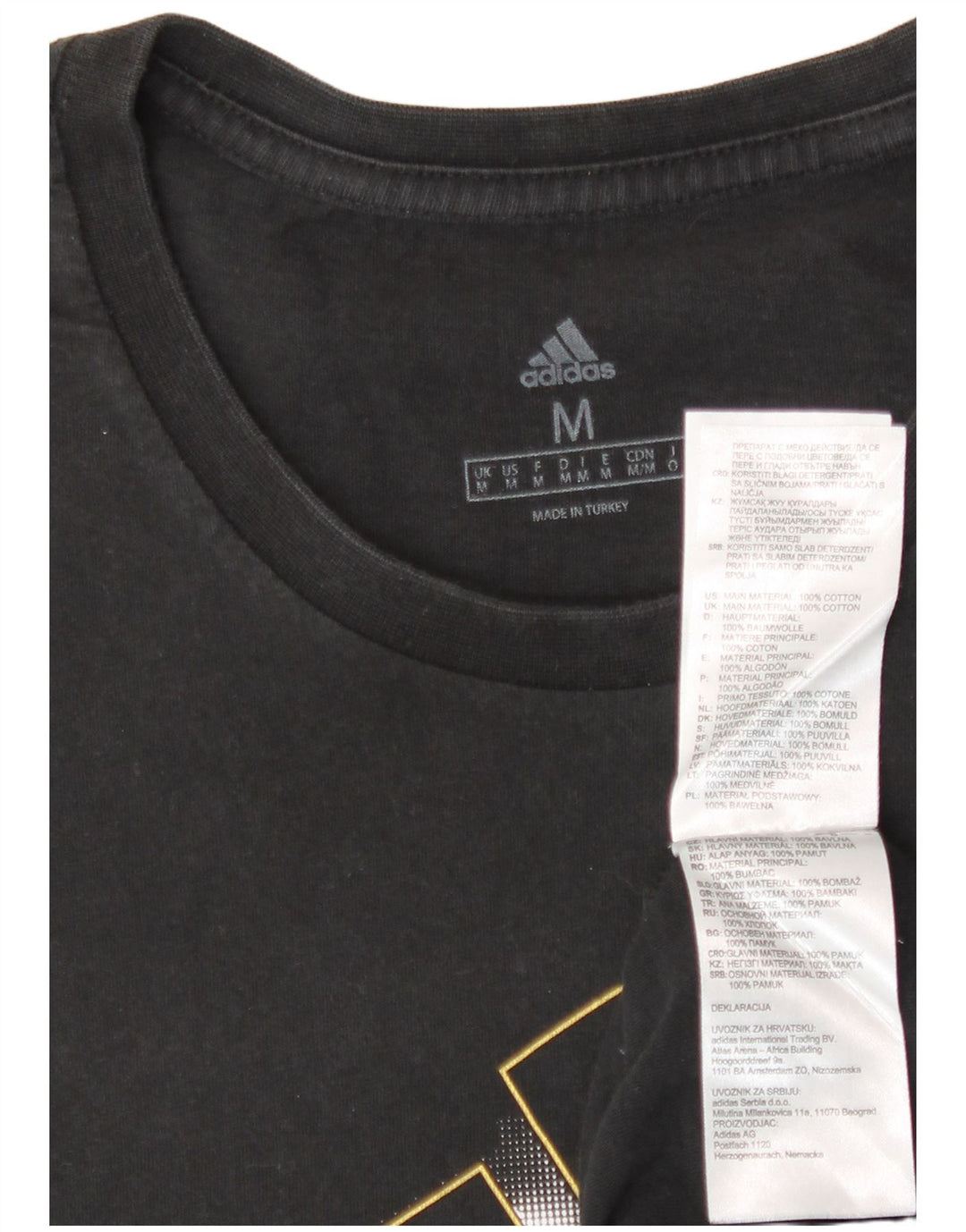 Męska koszulka z grafiką Adidas, średnia, czarna bawełna