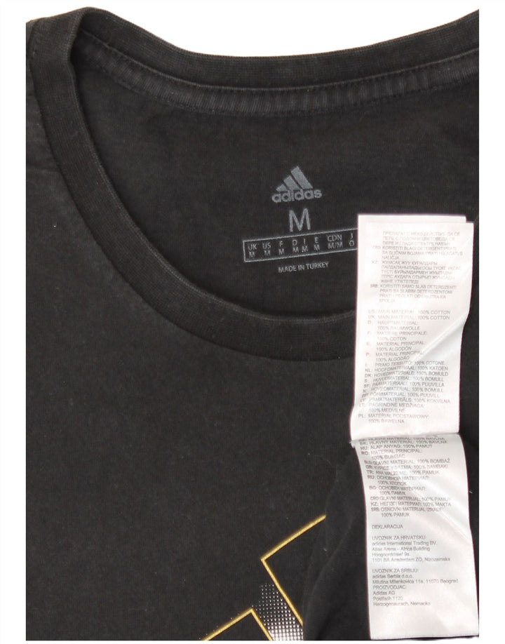 Męska koszulka z grafiką Adidas, średnia, czarna bawełna
