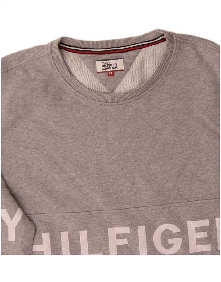 Męska bluza z grafiką TOMMY HILFIGER XL, szara, bawełniana