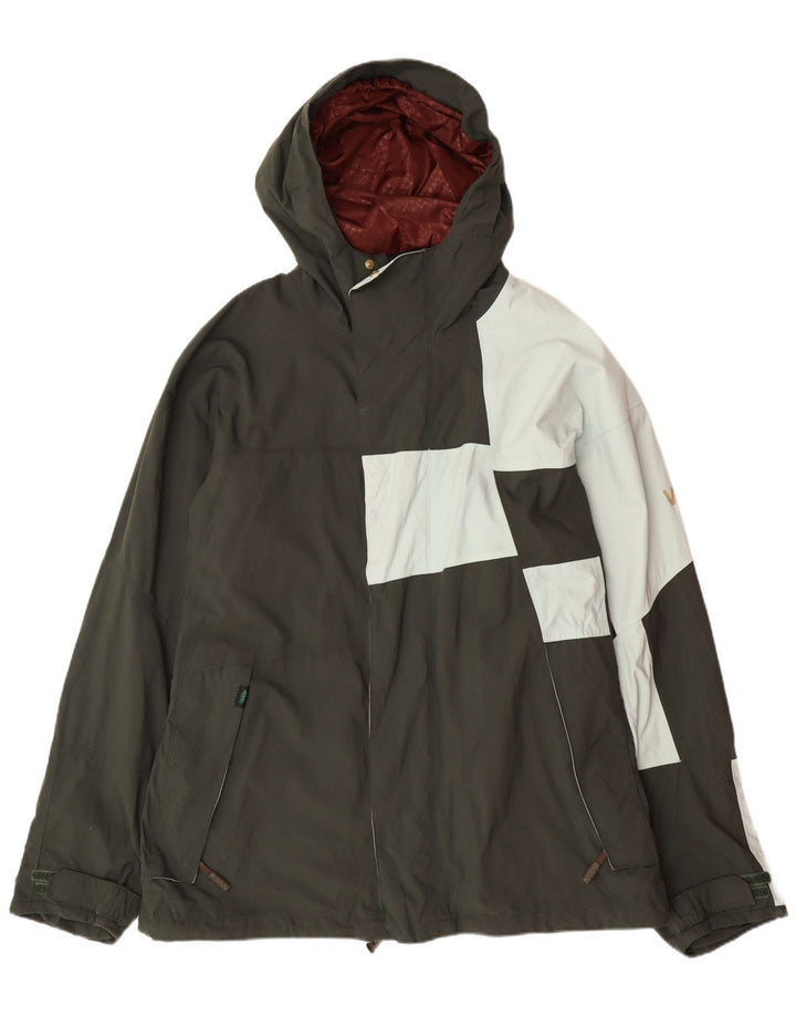 Męska kurtka wiatrówka VANS z kapturem UK 40, duży nylon w blokach kolorów khaki