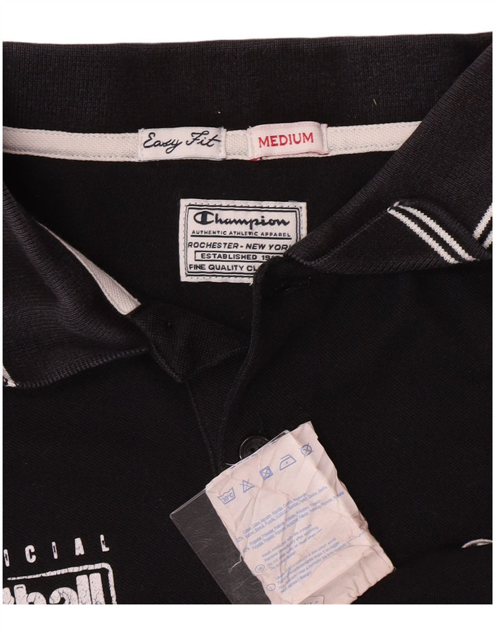 Męska koszulka polo Champion Easy Fit Graphic, średnia czarna, bawełniana