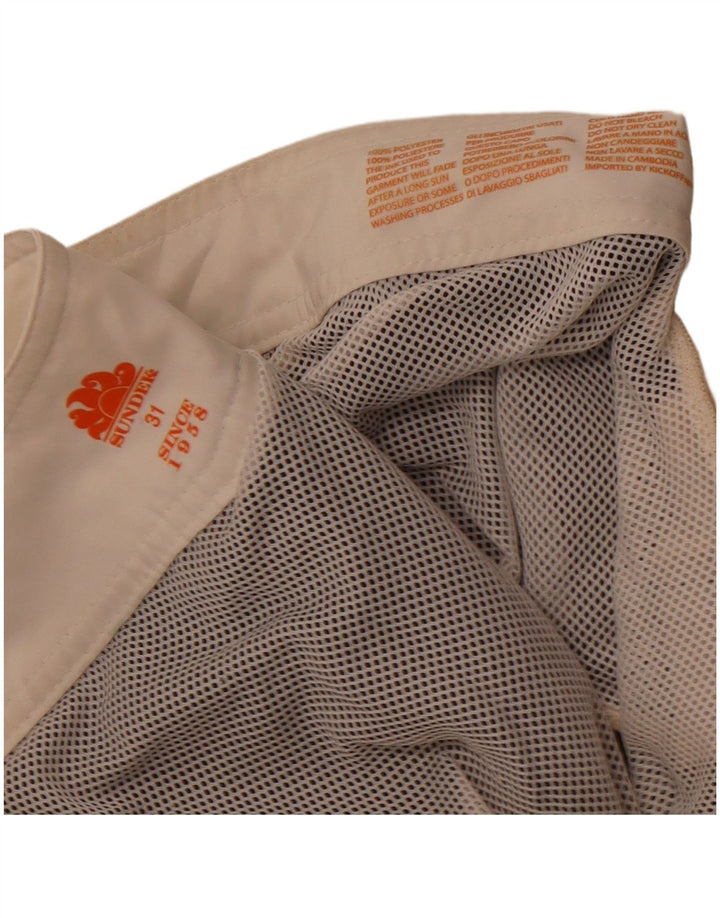 Męskie spodenki kąpielowe Sundek z grafiką, średniobrązowy, kwiatowy poliester