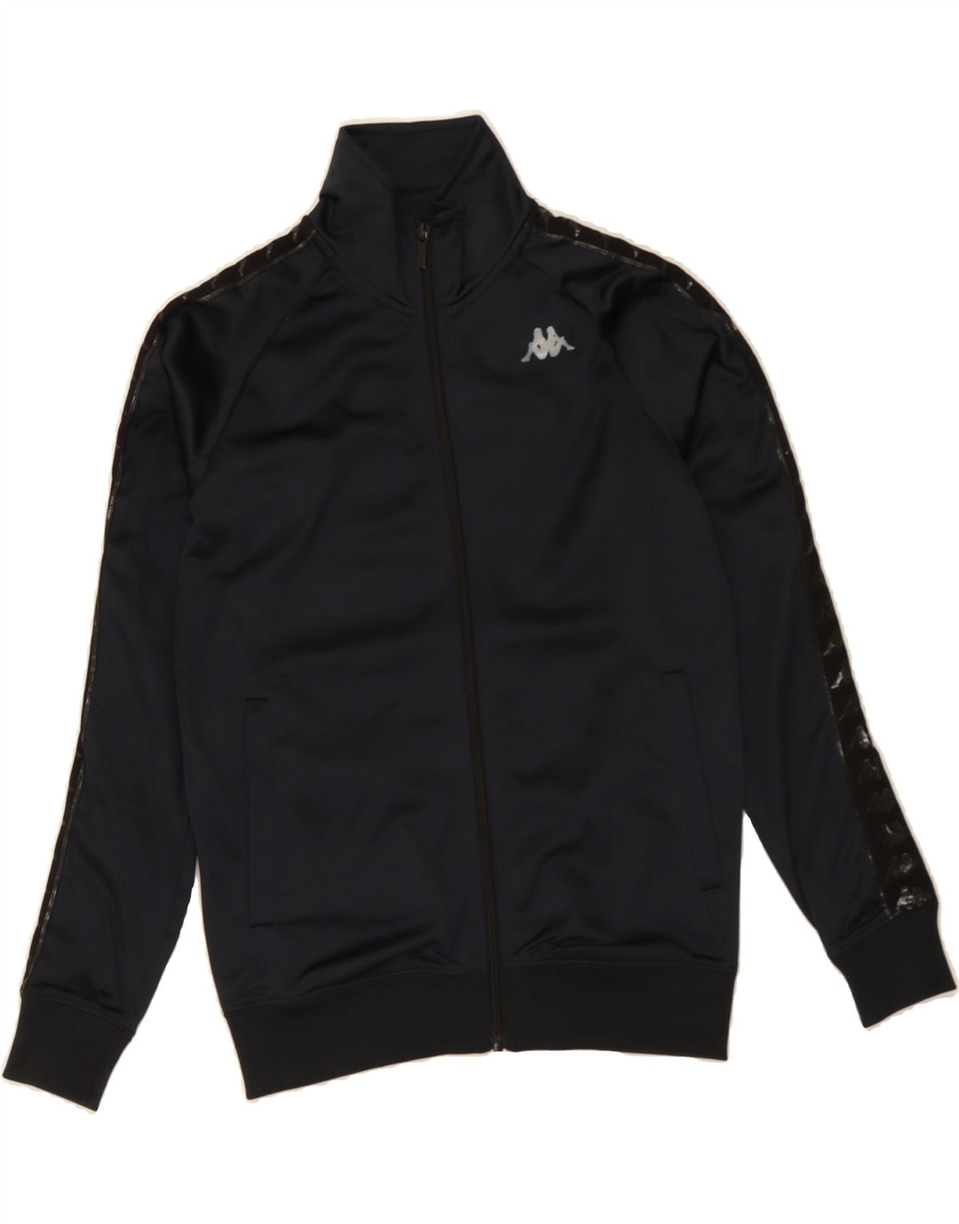 KAPPA Womens Graphic Tracksuit Top Jacket UK 6 XS Black Polyester Vintage Kappa and Second-Hand Kappa from Messina Hembry 