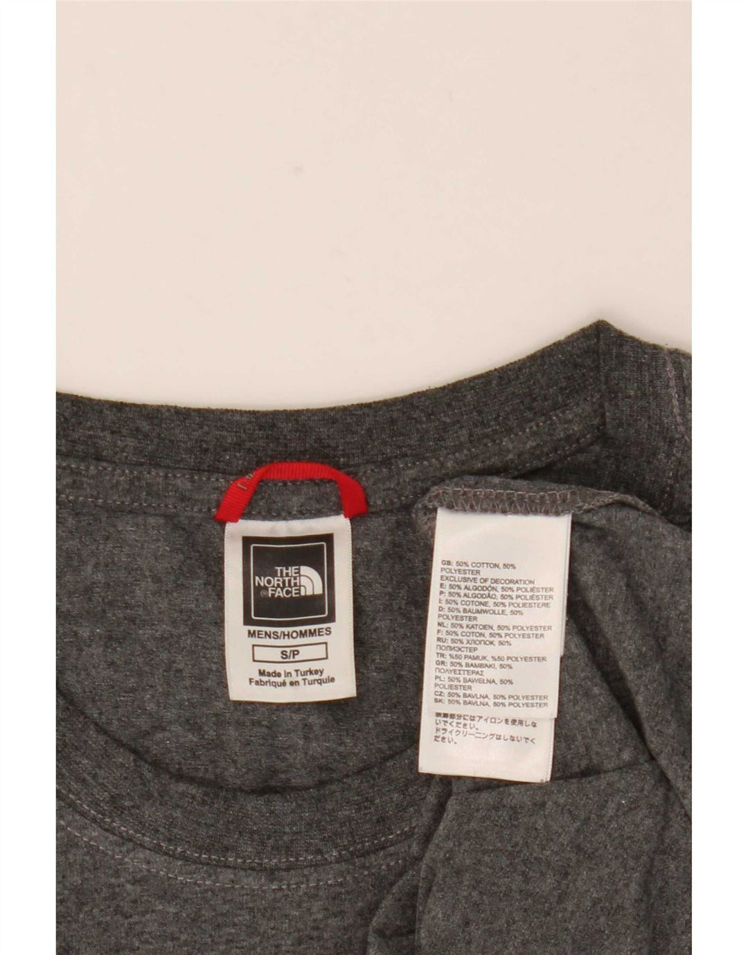 Męski T-shirt z grafiką The North Face, mały, szary, bawełniany