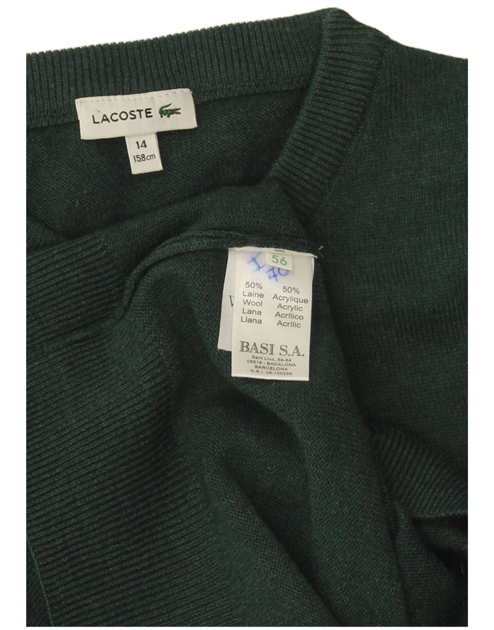 Lacoste Chłopięcy sweter z okrągłym dekoltem 13-14 lat, zielona wełna